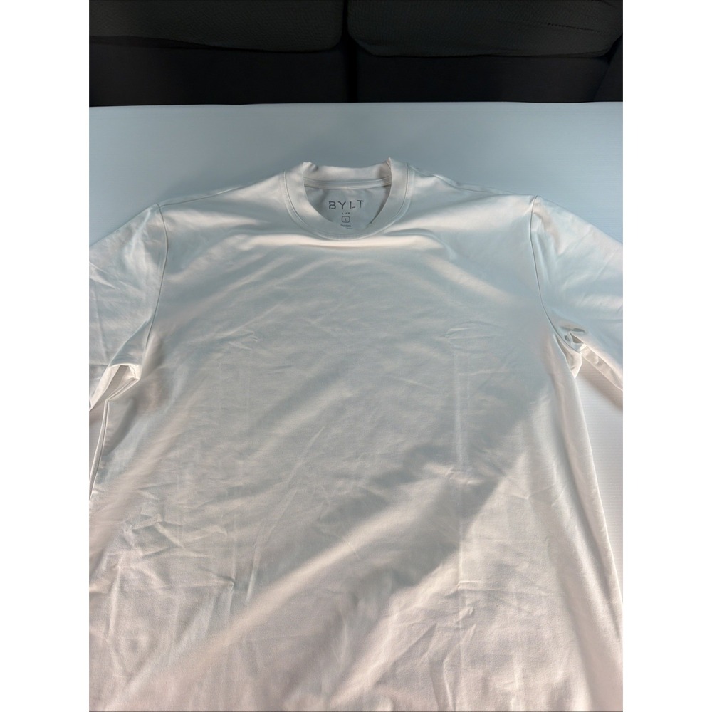 BYLT Basics LUX Men's Large White Short Sleeve Performance Crew Neck T-Shirt